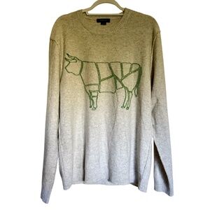 Christopher Fischer Steer 100% Cashmere Sweater Size Large Oatmeal Green
